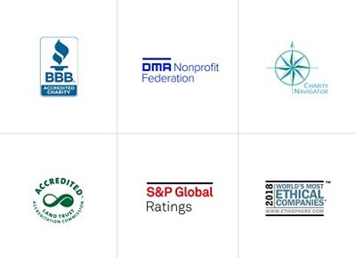 BBB Accredited Charity; DMA Nonprofit Organization; Charity Navigator; Accredited: Land Trust Accreditation Commission; S&P Global Ratings; 2018 World’s Most Ethical Companies: www.ethisphere.com