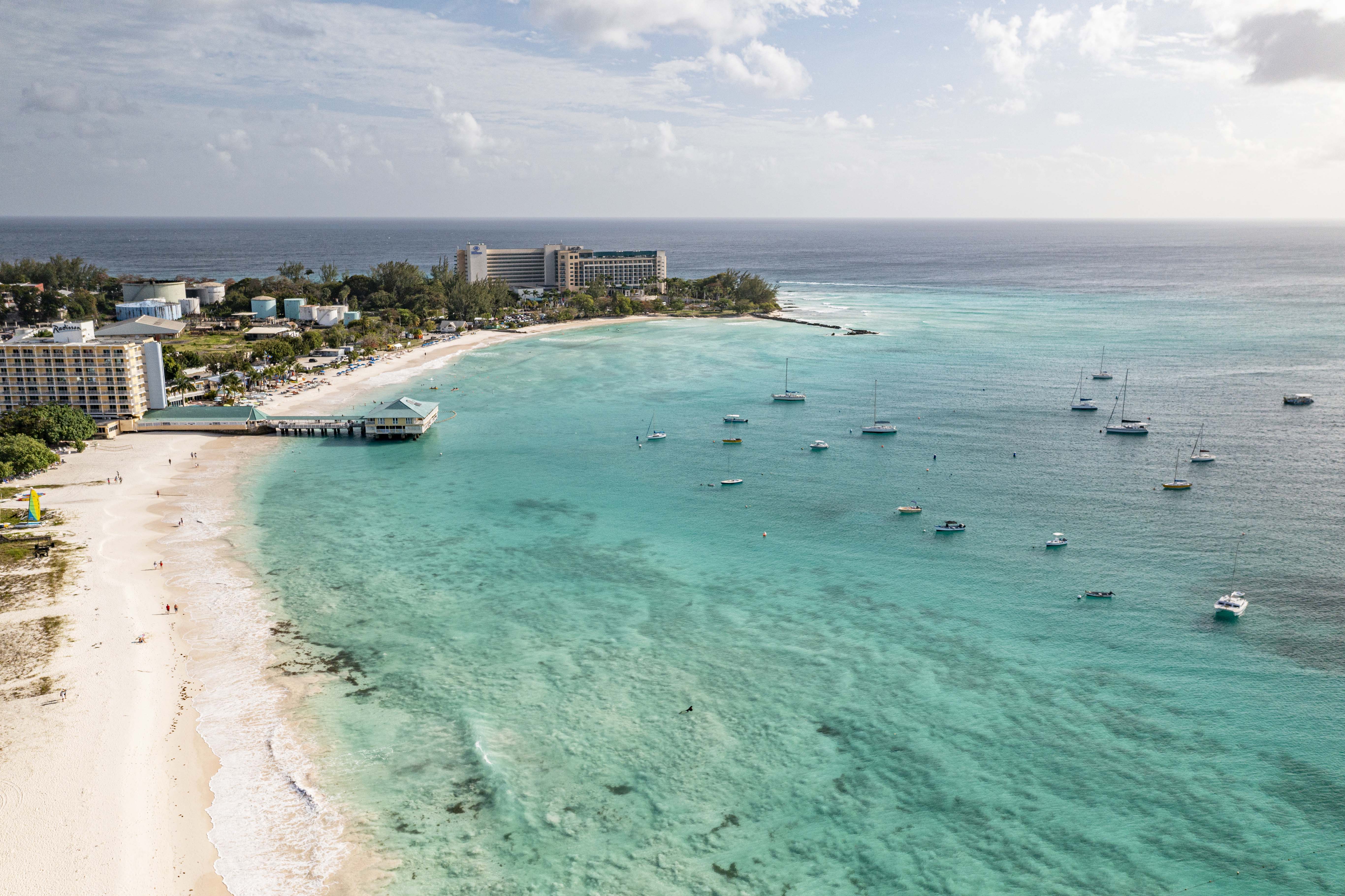 An aerial view of Carlisle Bay, Barbados.