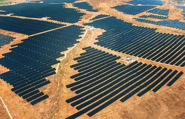 aerial view of solar park.