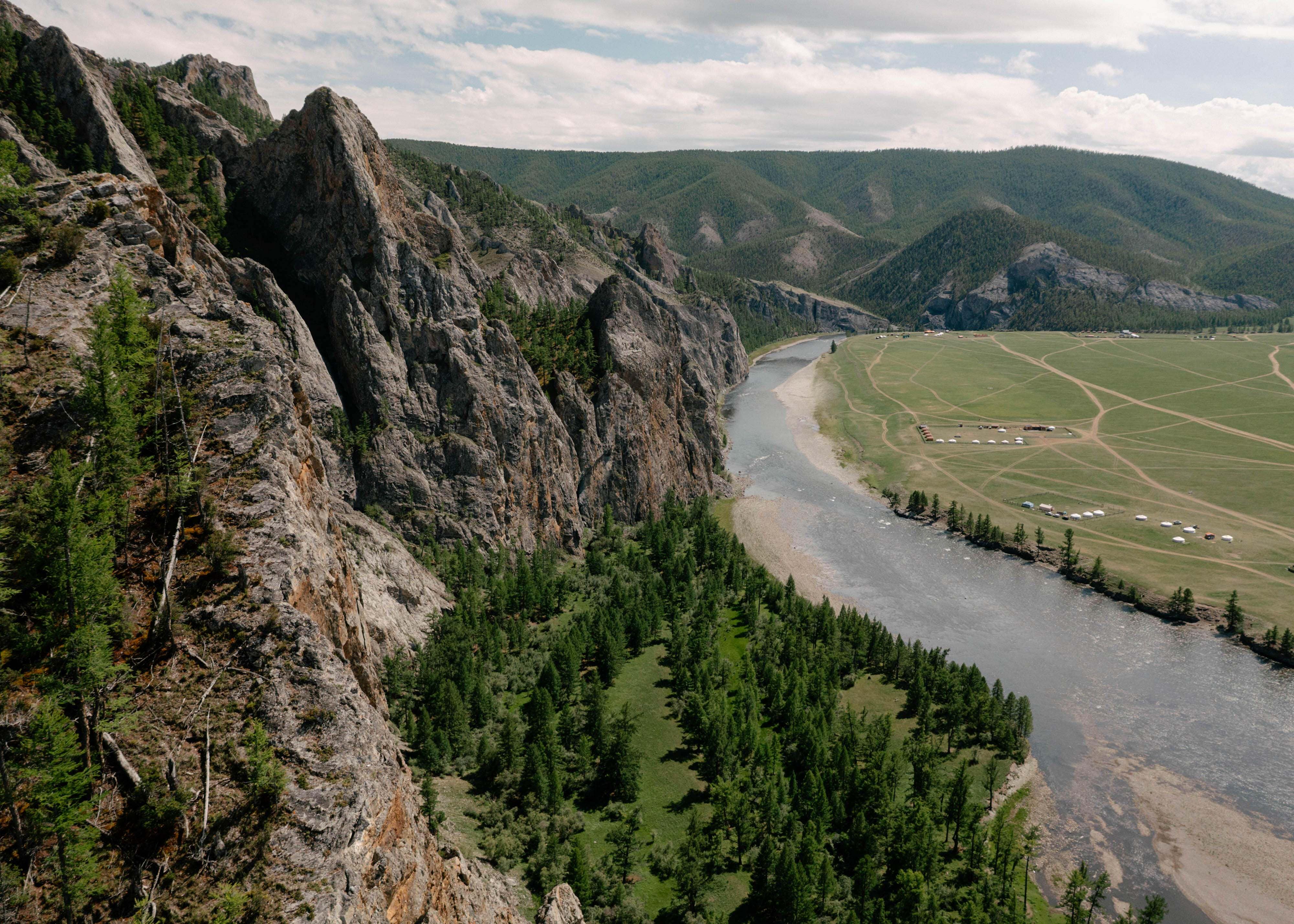 A river running through a valley.