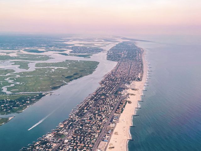 An aerial view of Long Beach and Atlantic Beach coast.