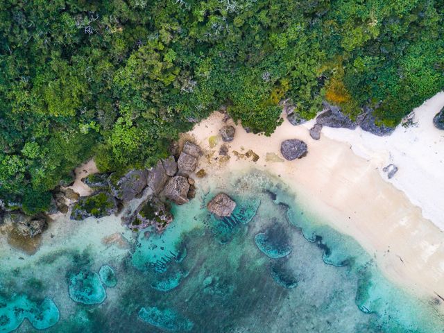 The land meets the sea in Uruma City, Japan