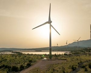 Jasenice Wind Power Plant and its surroundings near Obrovac in Croatia.