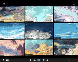 An illustration of a video chat screen with sky imagery.